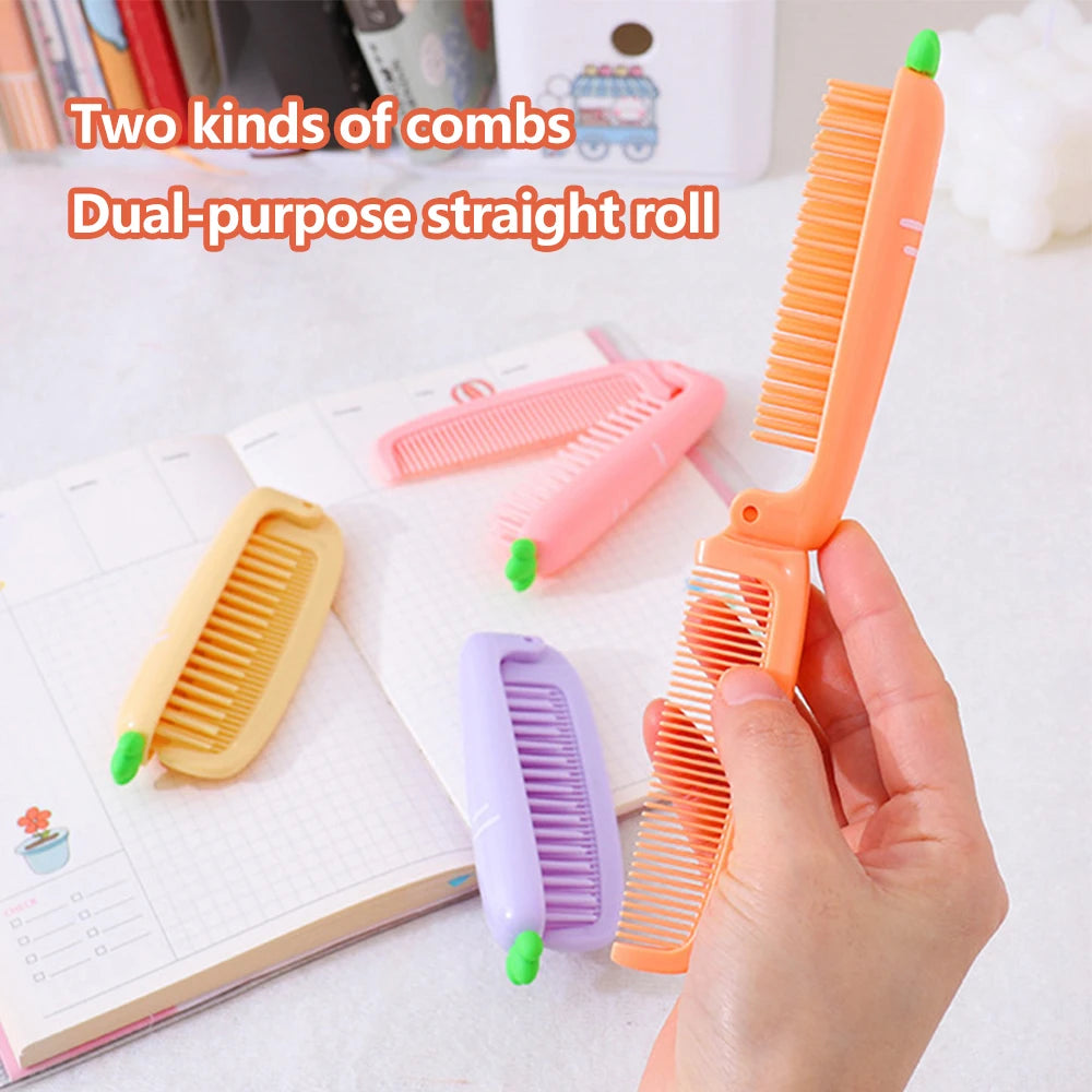 Peine de dientes suaves portátil para niños, cepillos de pelo, peine plegable de dibujos animados bonitos para niños, niños, niñas, cepillos y peine para el cuidado del cabello de bebés