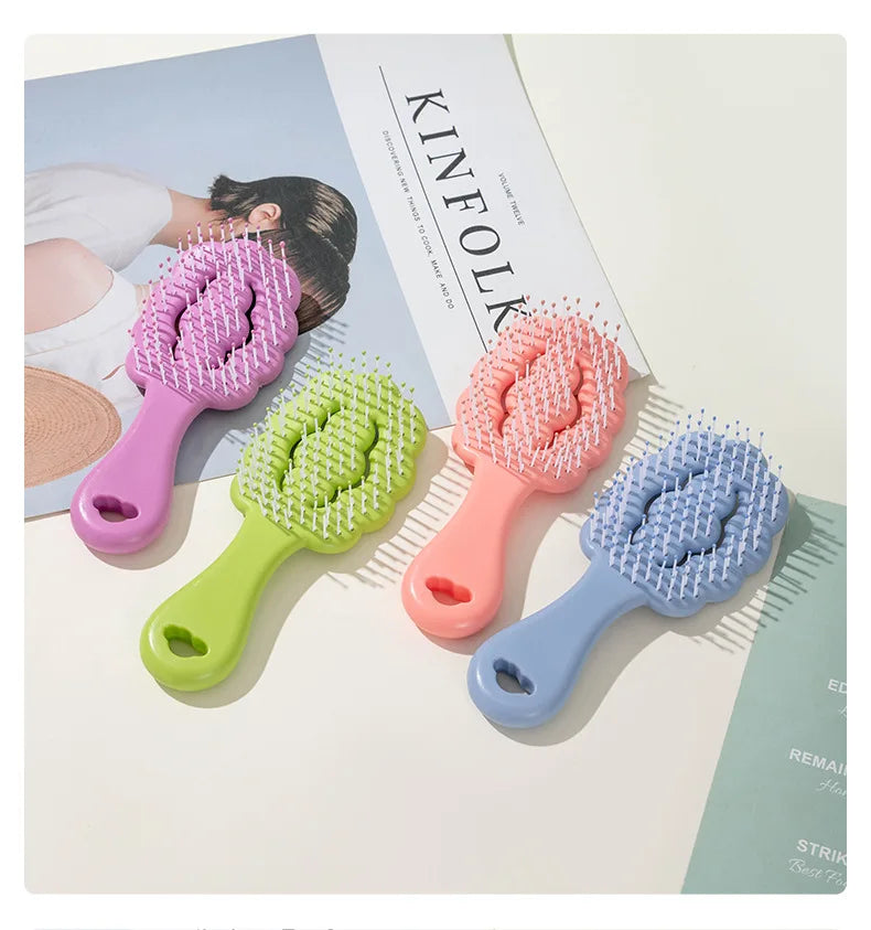 Mini cepillo de pelo portátil para niña, Color caramelo, masaje de dibujos animados, peine de pelo liso, forma de nube, peine de canalé, peine de peinado, 1 pieza