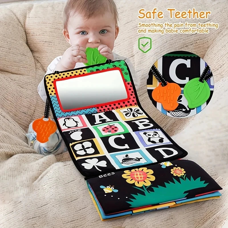 Espejo de suelo para bebé, tiempo de barriga, 6, 12 meses, juguetes sensoriales para recién nacidos de alto contraste, juego de desarrollo Visual para gatear, espejo de juguete para actividades