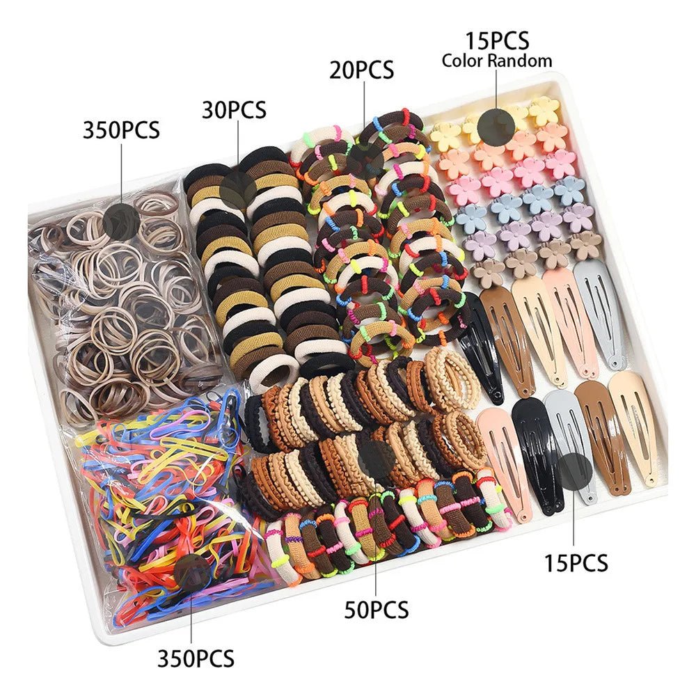 Juego de accesorios para el cabello para niños, anillos para el cabello en caja, banda de cuero, diadema, cuerda para el cabello, combinación de tarjetas para el cabello, accesorios para el cabello para bebés femeninos