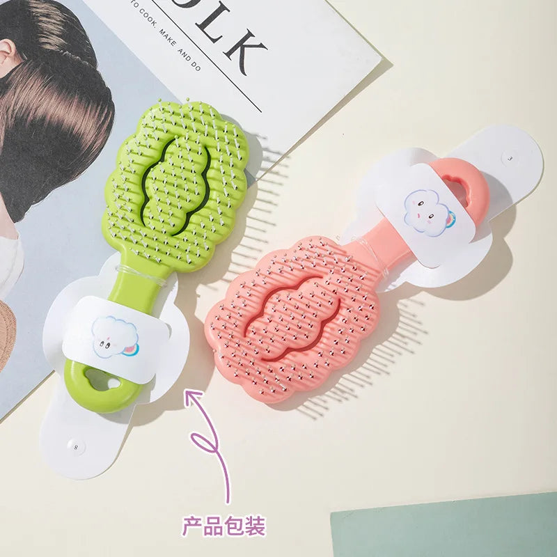 Mini cepillo de pelo portátil para niña, Color caramelo, masaje de dibujos animados, peine de pelo liso, forma de nube, peine de canalé, peine de peinado, 1 pieza