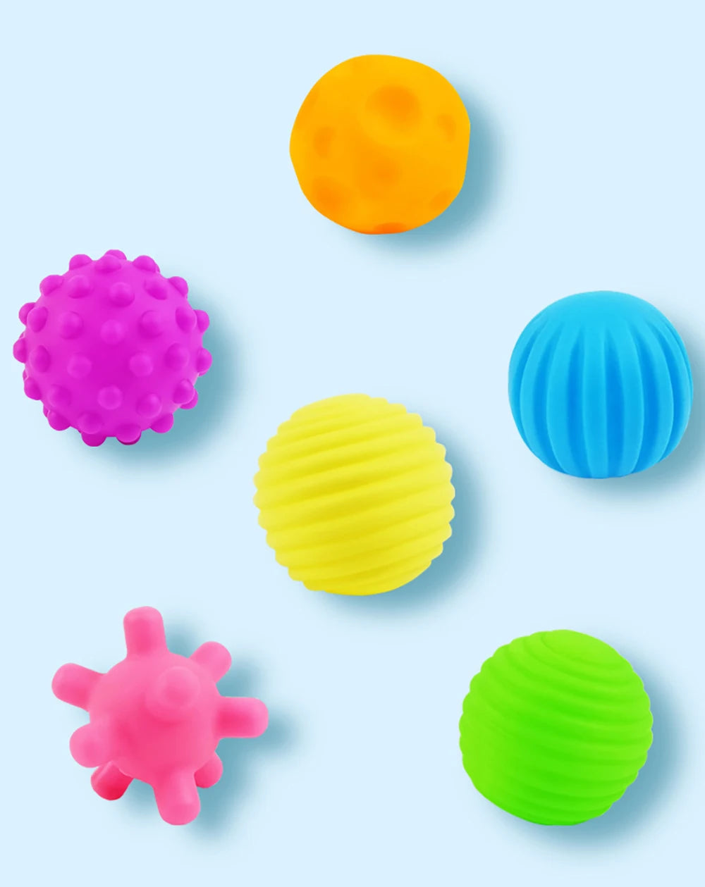 Juego de bolas múltiples texturizadas para niños, 6 piezas, juguete para desarrollar sentidos táctiles, pelota de mano táctil, pelota de entrenamiento, bolas suaves de masaje, regalos para niños