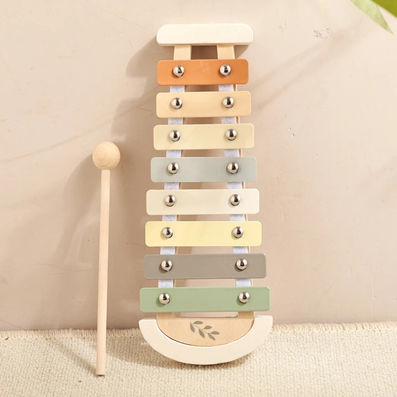 Juguete de madera Montessori, xilófono Multicolor, cuentas de campana, columna de tambor, instrumento Musical, juguete para chico, instrumento Musical educativo, regalo
