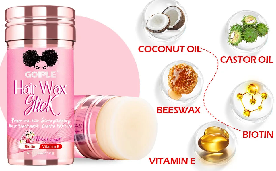 GOIPLE-Juego de peines para el cabello con barra de cera, 75g, sujeción perfecta, acabado para el cabello roto, pomada Tame Flyaways Slick Stick, crema de estilismo con vitamina E