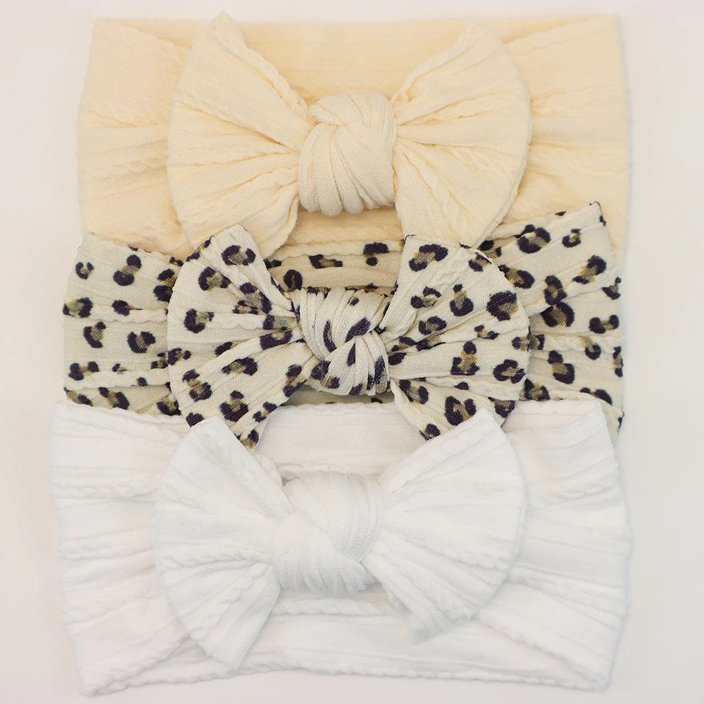 3 unids/set de diademas para bebé, lote de diadema con lazo para niña, gorros para recién nacido, turbante de nailon suave para niños, diademas para niños, accesorios para el cabello