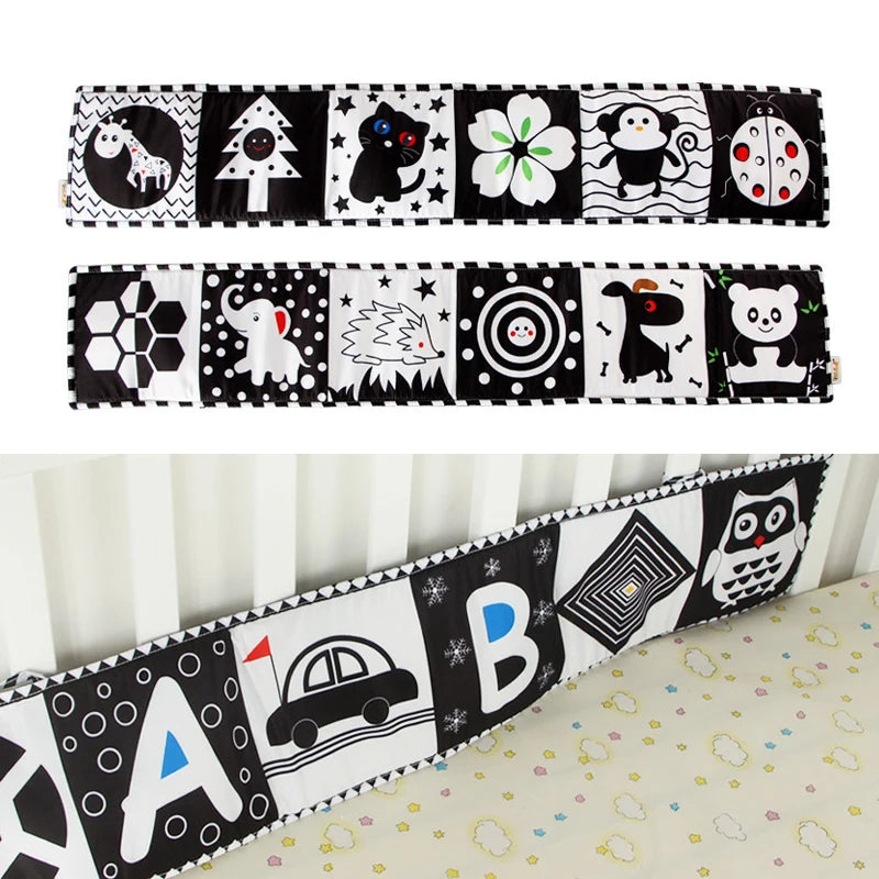 Libros plegables de tela suave para bebé, juguete sensorial de alto contraste en blanco y negro para recién nacidos, juguetes educativos Montessori para edades tempranas