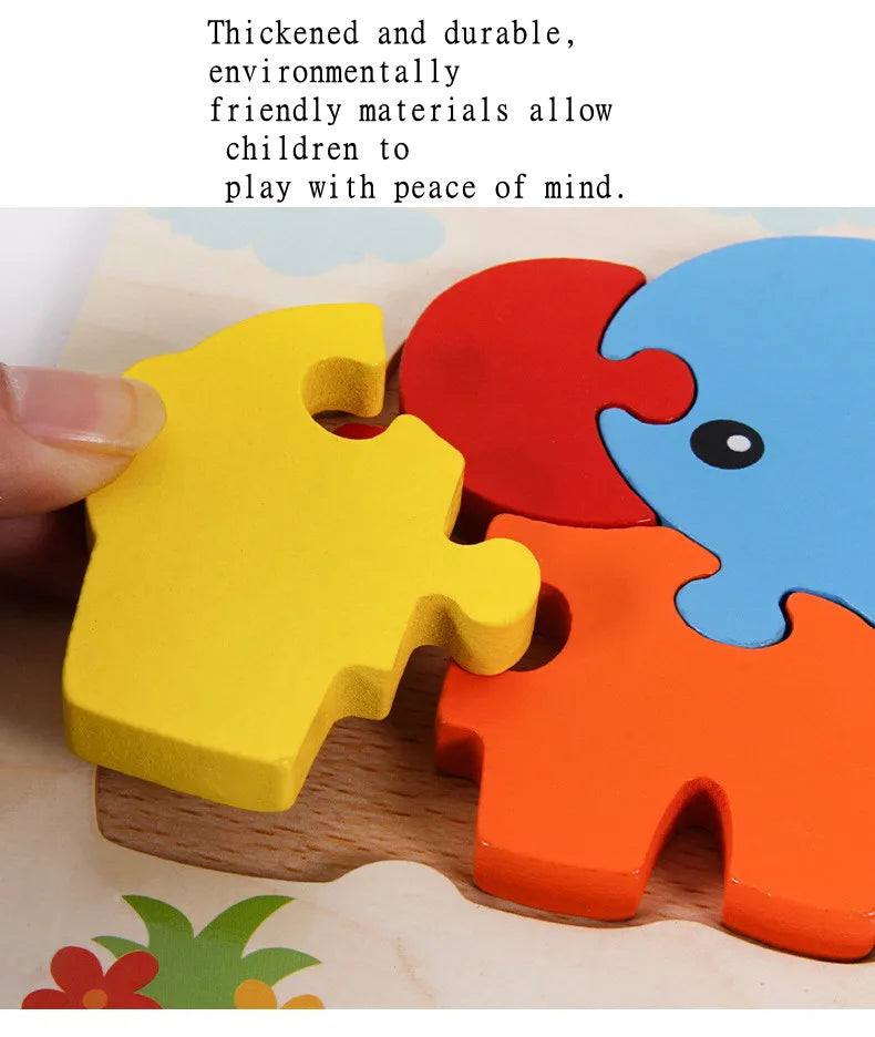 Rompecabezas de madera 3D de alta calidad para bebé, rompecabezas de tráfico de animales de dibujos animados, juego de cognición de aprendizaje temprano, juguetes para niños