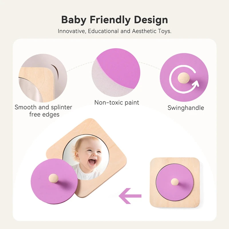 Rompecabezas de espejo Montessori para bebé, tablero ocupado, juguetes de madera, juguete sensorial educativo para edades tempranas, material didáctico preescolar