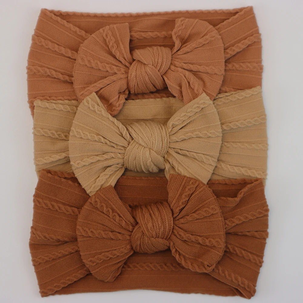 3 unids/set de diademas para bebé, lote de diadema con lazo para niña, gorros para recién nacido, turbante de nailon suave para niños, diademas para niños, accesorios para el cabello