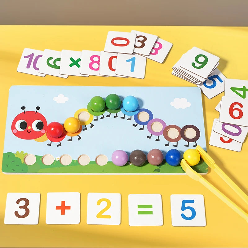 Accesorios de matemáticas Montessori para bebé, rompecabezas de emparejamiento cognitivo Digital, perla ingeniosa, juguetes de acción fina para niños