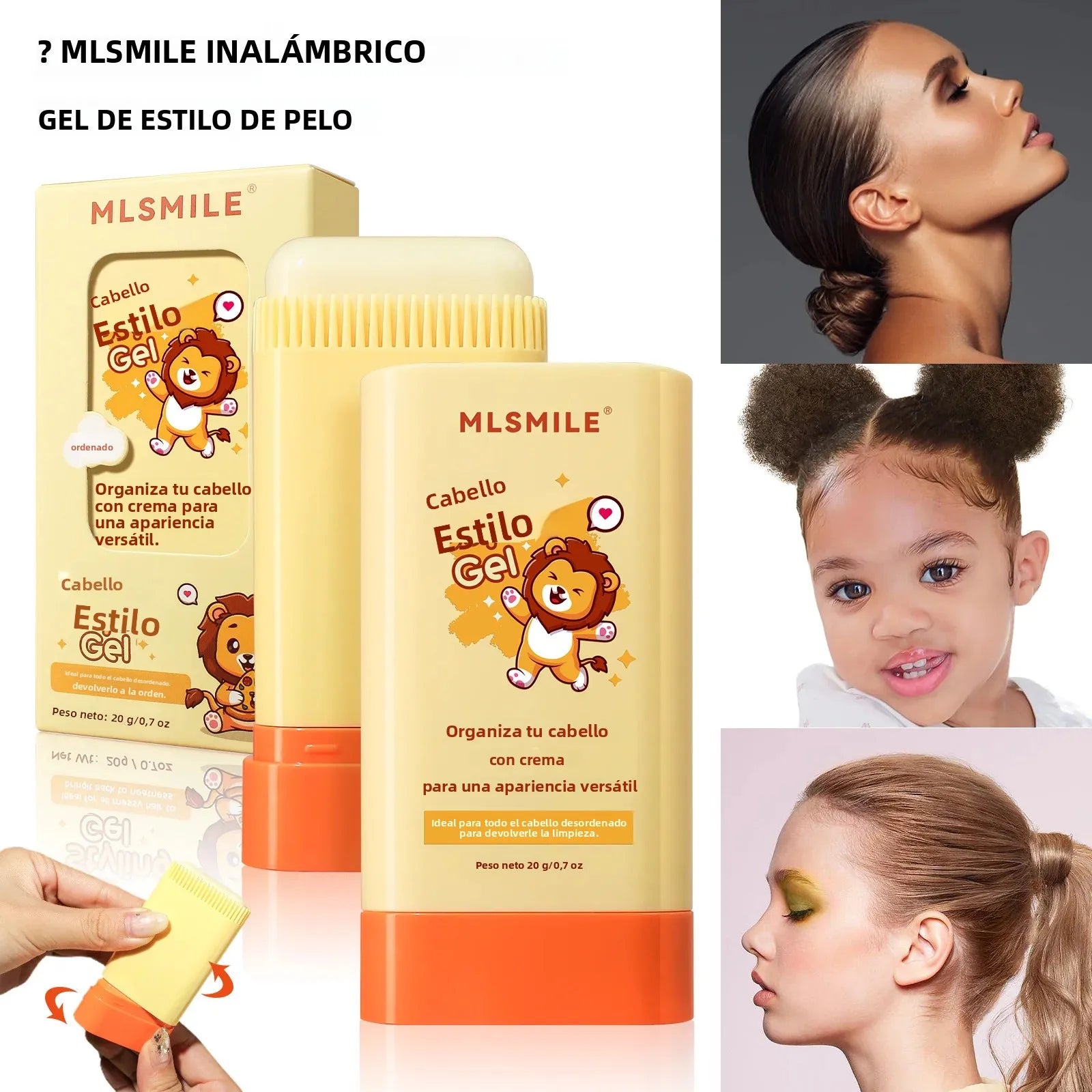 20g cera para el cabello palo peine dientes crema para peinar el cabello Anti-Frizz para hombres mujeres niños borde rizado producto para peinar el cabello