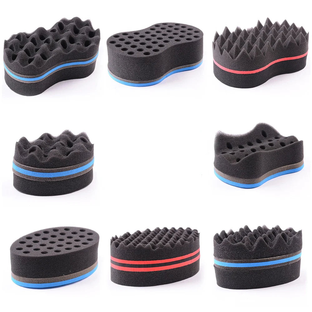 Cepillo de esponja para peinado de cabello rizado, cepillos de esponja de doble cara, trenza lateral con múltiples agujeros, cepillo de pelo ondulado