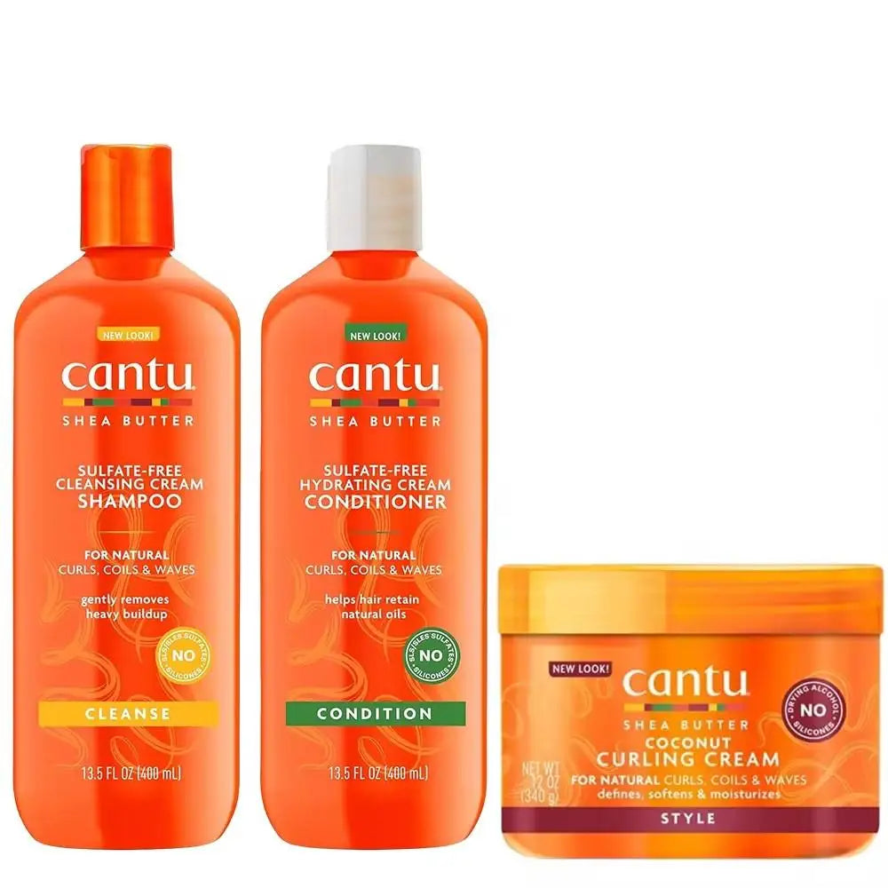 Cantu Edge Control StayGel Champú Acondicionador crema rizadora de Coco para rizos naturales ondas con mantequilla de karité hidratante