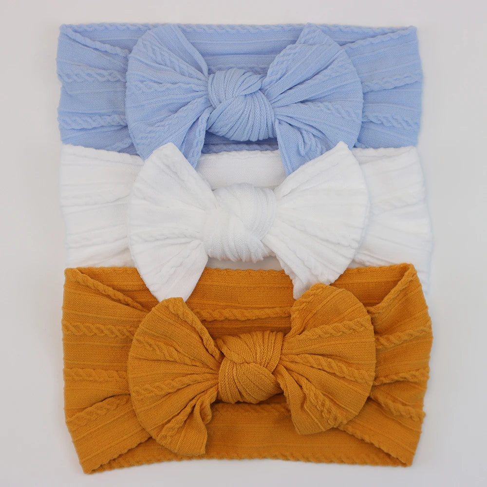 3 unids/set de diademas para bebé, lote de diadema con lazo para niña, gorros para recién nacido, turbante de nailon suave para niños, diademas para niños, accesorios para el cabello