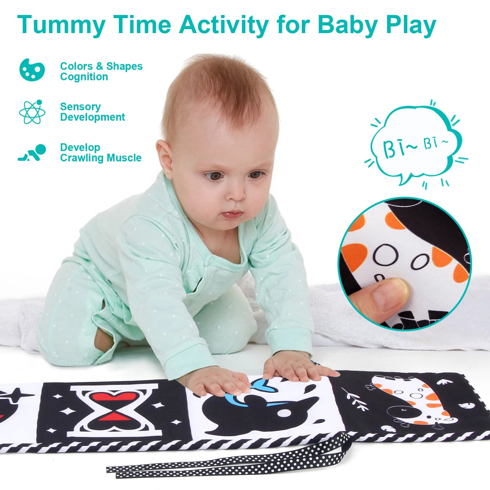 Libro de tela para bebé, juguetes de alto contraste para bebé de 0 a 36 meses, juguetes para cuna para recién nacido, libros de tela sensoriales de animales en blanco y negro, juguetes Montessori