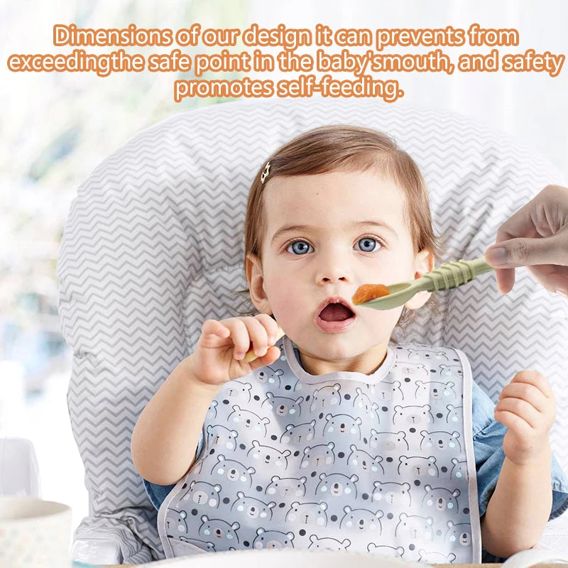 Cuchara de silicona para comida de bebé, cuchara de entrenamiento para bebés mayores de 6 meses, vajilla fácil de agarrar, regalo de Navidad, 4 Uds.