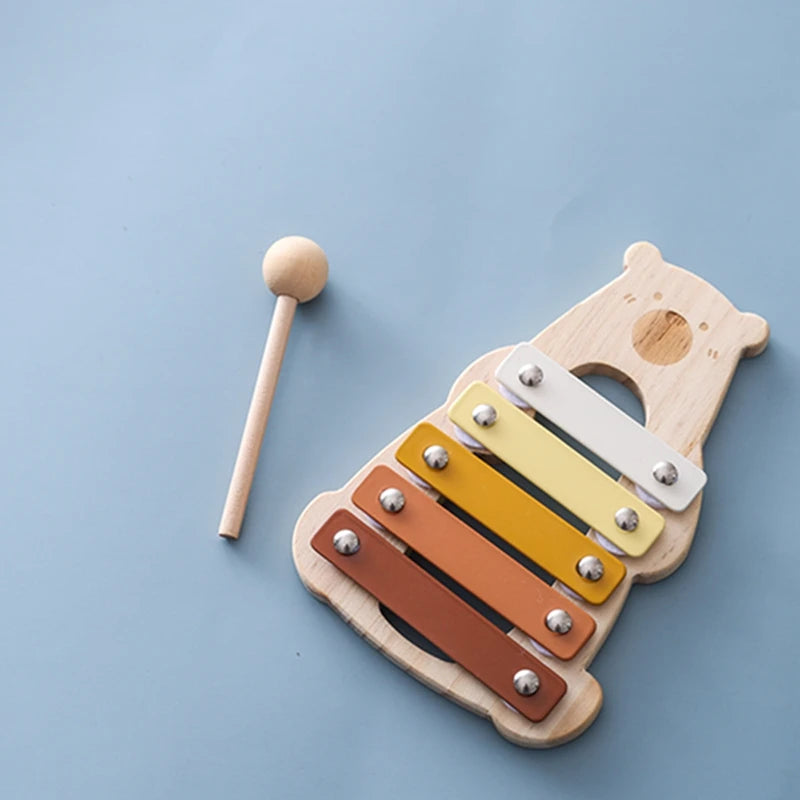 Juguete de madera Montessori, xilófono Multicolor, cuentas de campana, columna de tambor, instrumento Musical, juguete para chico, instrumento Musical educativo, regalo