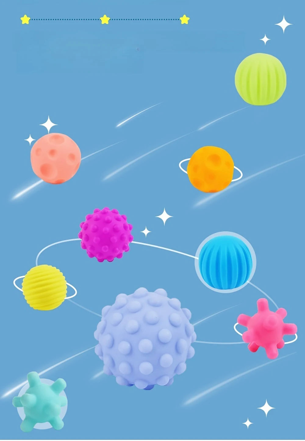 Juego de bolas múltiples texturizadas para niños, 6 piezas, juguete para desarrollar sentidos táctiles, pelota de mano táctil, pelota de entrenamiento, bolas suaves de masaje, regalos para niños