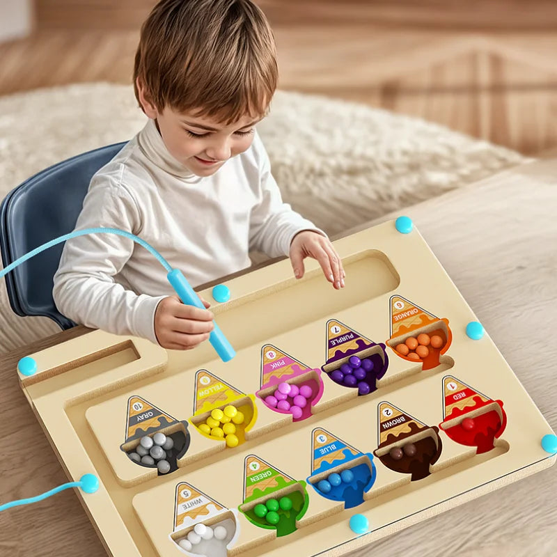 Juguete laberinto magnético con cuentas digitales magnéticas para práctica de rompecabezas, juego de entrenamiento de atención y concentración para niños de 2 a 6 años