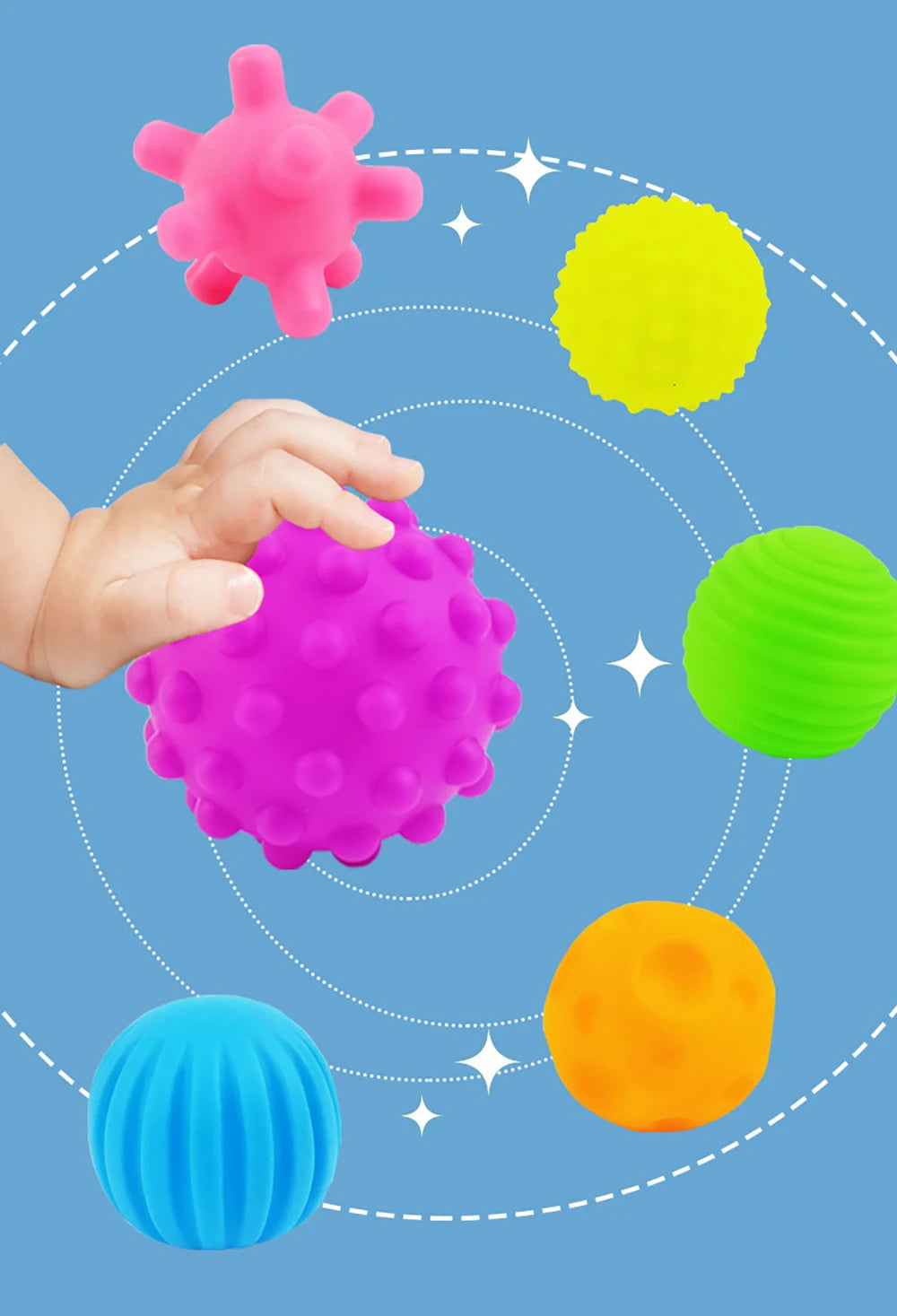 Juego de bolas múltiples texturizadas para niños, 6 piezas, juguete para desarrollar sentidos táctiles, pelota de mano táctil, pelota de entrenamiento, bolas suaves de masaje, regalos para niños