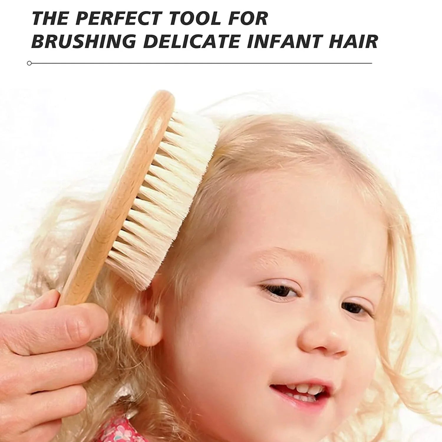 Juego de 4 Uds de cepillos y peines para bebé, cepillo de masaje de pelo de cabra Natural Ultra suave de madera para recién nacido, juego de peines para niño y niña
