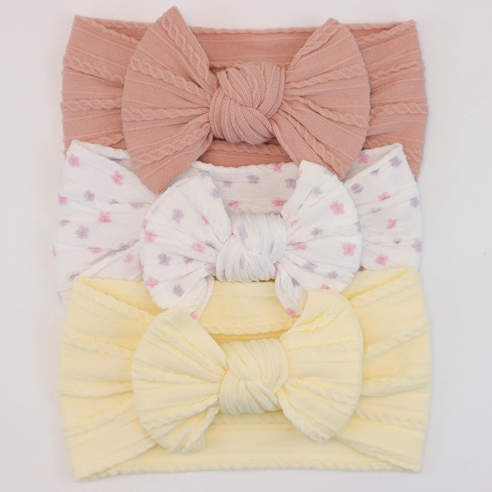 3 unids/set de diademas para bebé, lote de diadema con lazo para niña, gorros para recién nacido, turbante de nailon suave para niños, diademas para niños, accesorios para el cabello