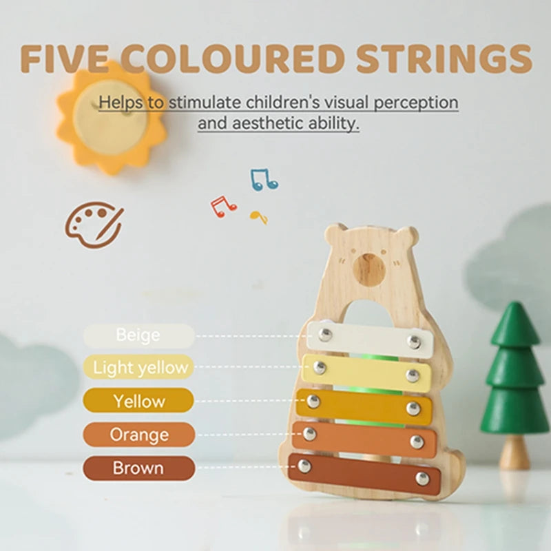 Juguete de madera Montessori, xilófono Multicolor, cuentas de campana, columna de tambor, instrumento Musical, juguete para chico, instrumento Musical educativo, regalo