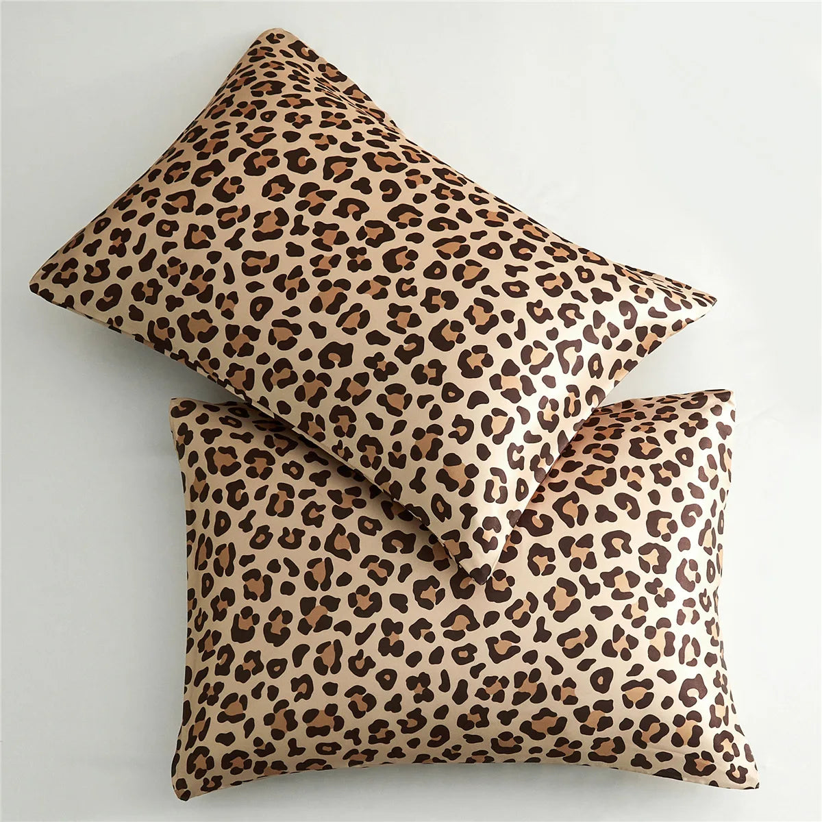 Funda de almohada de satén para pelo y piel, juego de 2 fundas de almohada con estampado de leopardo gris, fundas de almohada de satén de seda con cierre de sobre
