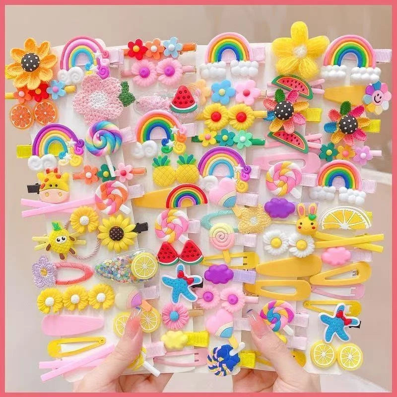 14-28-42-70 Uds. Conjunto de pinzas para el pelo de bebé de dibujos animados, pasadores de flores y frutas para niña, horquillas con flequillo, accesorios para el cabello para niños