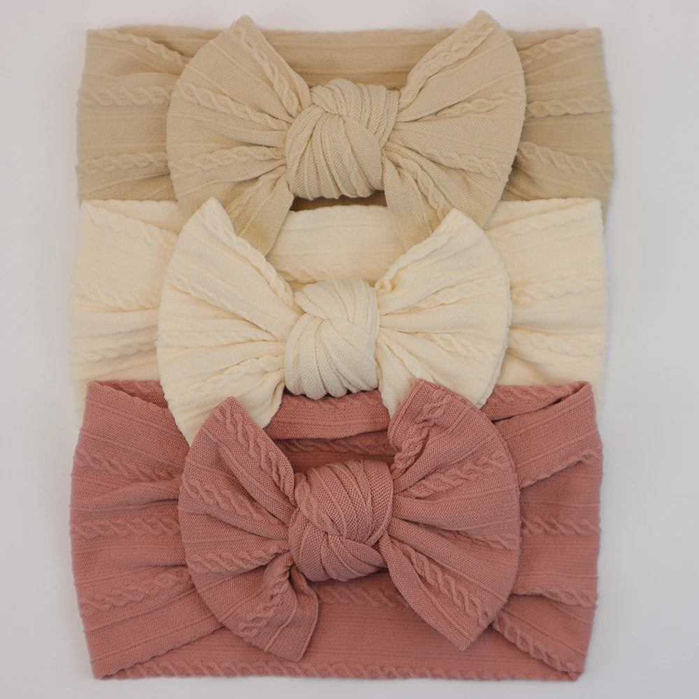 3 unids/set de diademas para bebé, lote de diadema con lazo para niña, gorros para recién nacido, turbante de nailon suave para niños, diademas para niños, accesorios para el cabello