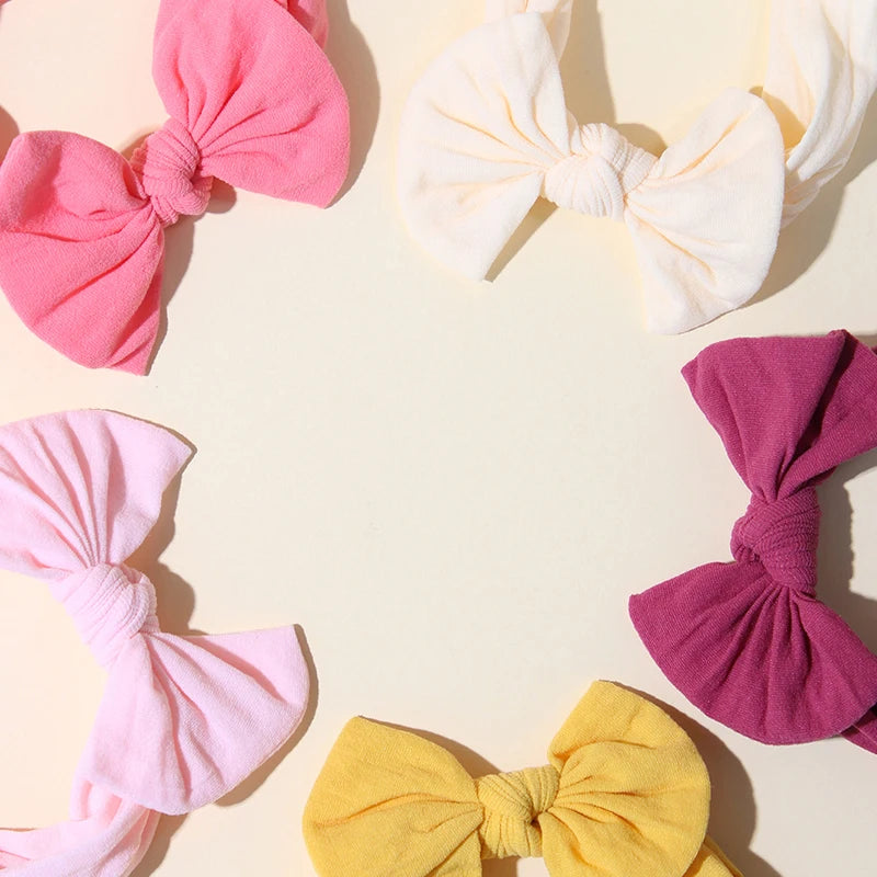 5 unids/set diadema para bebé lindo Bowknot banda para el cabello para niñas recién nacidas accesorios elásticos suaves para el cabello para niños