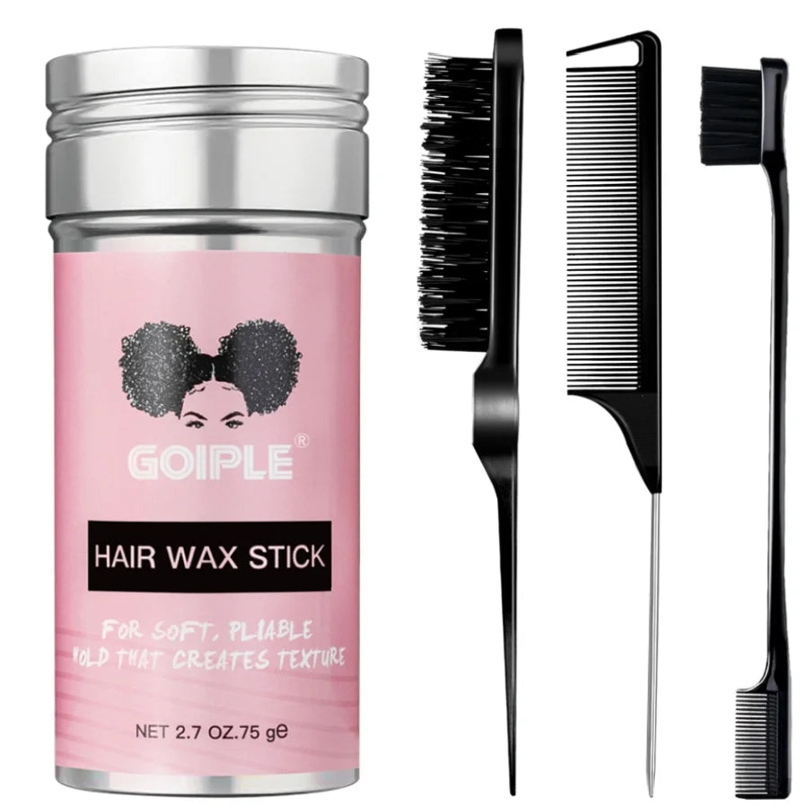 Barra de cera para peluca suave, juego de cepillos para el cabello liso, cera de peinado de larga duración, pomada, cepillo de Control de bordes, doman los pelos de bebé