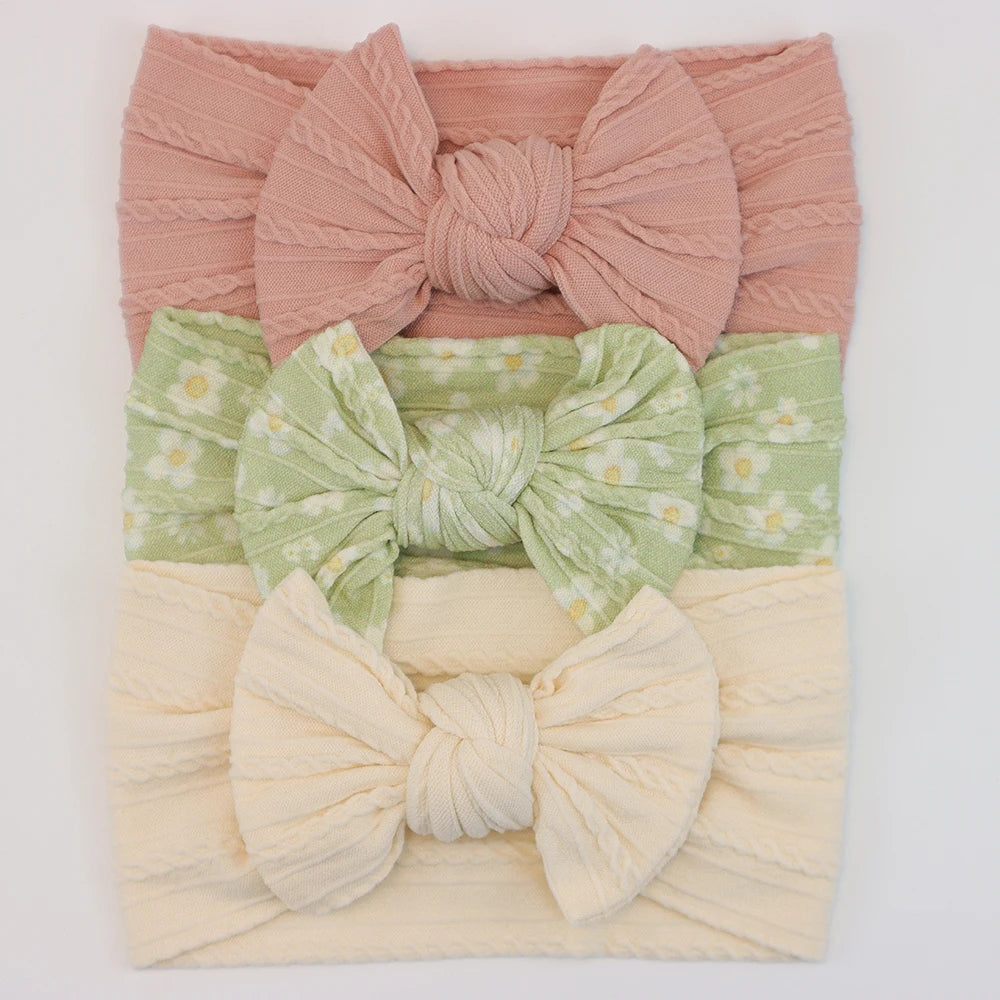 3 unids/set de diademas para bebé, lote de diadema con lazo para niña, gorros para recién nacido, turbante de nailon suave para niños, diademas para niños, accesorios para el cabello
