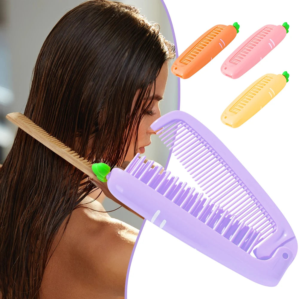 Peine de dientes suaves portátil para niños, cepillos de pelo, peine plegable de dibujos animados bonitos para niños, niños, niñas, cepillos y peine para el cuidado del cabello de bebés