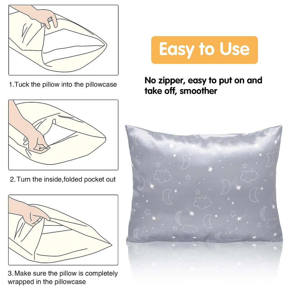 1 paquete de fundas de almohada de satén de seda para niños, funda de almohada suave para cama de niños y niñas, fundas de almohada lavables a máquina, suministros para el hogar