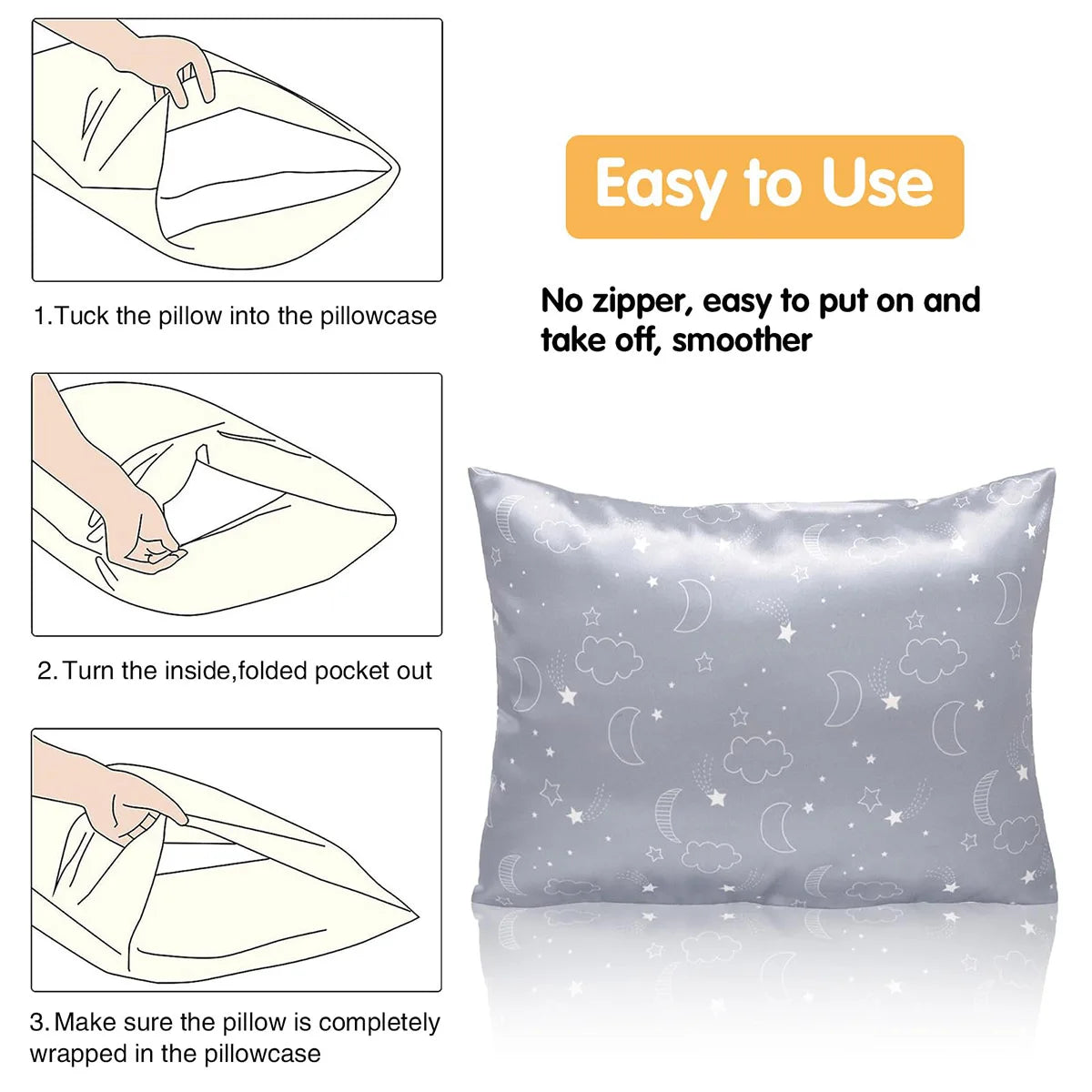 1 paquete de fundas de almohada de satén de seda para niños, funda de almohada suave para cama de niños y niñas, fundas de almohada lavables a máquina, suministros para el hogar