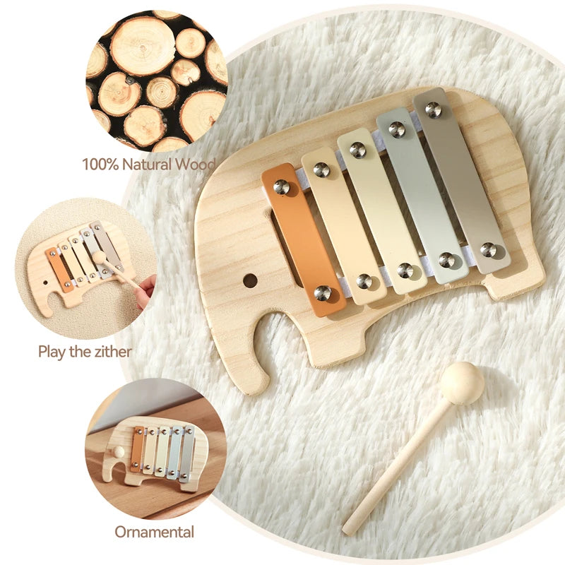 Juguete de madera Montessori, xilófono Multicolor, cuentas de campana, columna de tambor, instrumento Musical, juguete para chico, instrumento Musical educativo, regalo