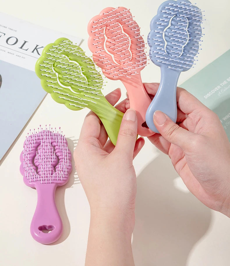Mini cepillo de pelo portátil para niña, Color caramelo, masaje de dibujos animados, peine de pelo liso, forma de nube, peine de canalé, peine de peinado, 1 pieza