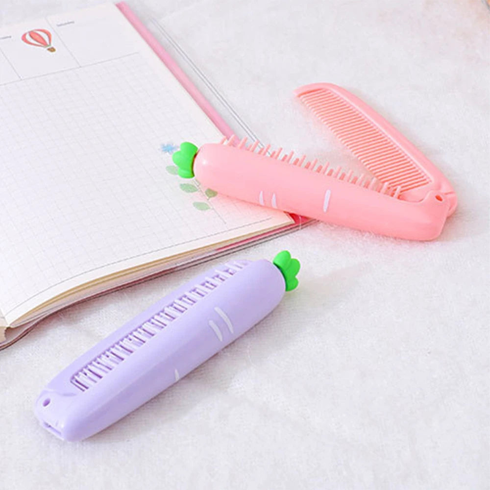 Peine de dientes suaves portátil para niños, cepillos de pelo, peine plegable de dibujos animados bonitos para niños, niños, niñas, cepillos y peine para el cuidado del cabello de bebés