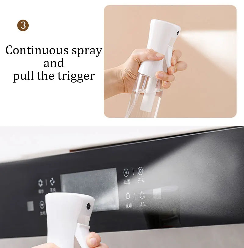 Botella recargable con pulverizador continuo de 200/300/500ml para botella, producto para peinar el cabello rizado, planta, peluquero, botella pulverizadora de niebla fina
