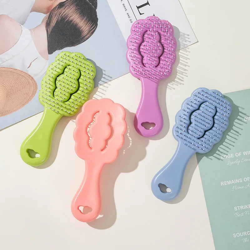 Mini cepillo de pelo portátil para niña, Color caramelo, masaje de dibujos animados, peine de pelo liso, forma de nube, peine de canalé, peine de peinado, 1 pieza