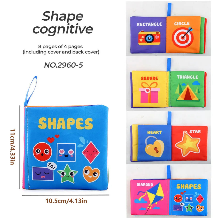 Libros de aprendizaje temprano de iluminación de 4 páginas, libro de tela blanco y negro para niños, juguetes educativos Montessori