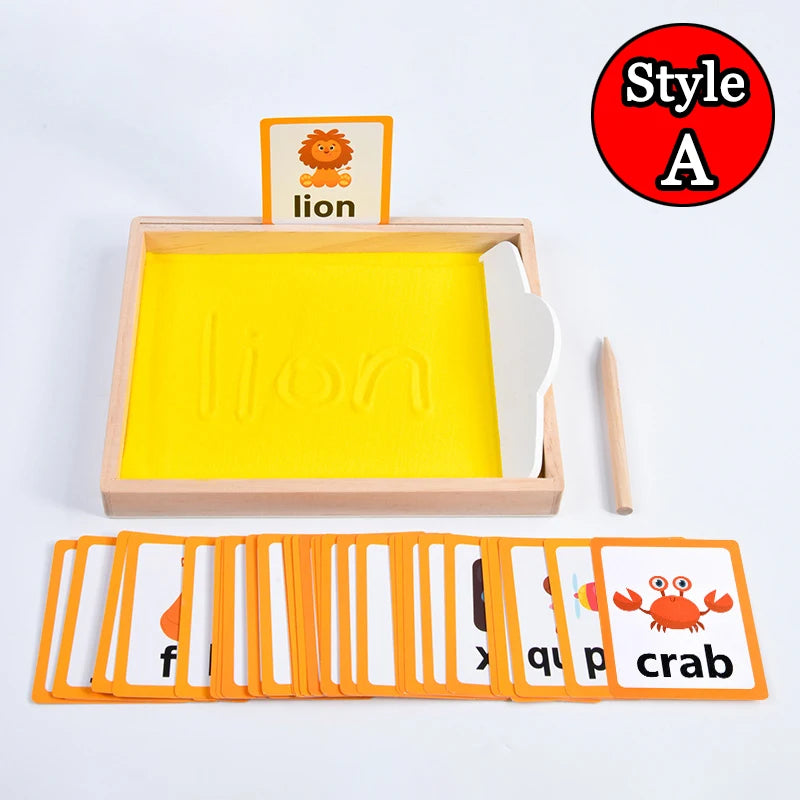 Juguetes Montessori de entrenamiento de Motor fino para niños, caja de arena de madera con aprendizaje abierto parroquial, juego de juegos sensoriales controlados con bolígrafo