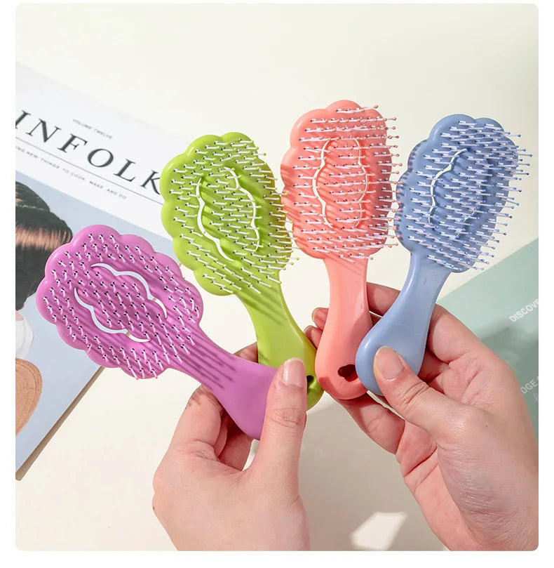 Mini cepillo de pelo portátil para niña, Color caramelo, masaje de dibujos animados, peine de pelo liso, forma de nube, peine de canalé, peine de peinado, 1 pieza