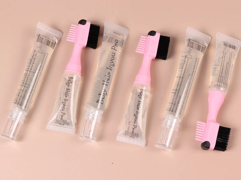 1 Uds. Gel de Control de bordes para estilizar el cabello con cepillo para el cabello de bebé, Gel fijador de cabello portátil, crema para el cabello Natural África 10Ml