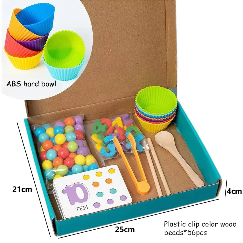 Accesorios de matemáticas Montessori para bebé, rompecabezas de emparejamiento cognitivo Digital, perla ingeniosa, juguetes de acción fina para niños