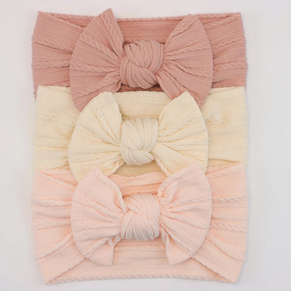 3 unids/set de diademas para bebé, lote de diadema con lazo para niña, gorros para recién nacido, turbante de nailon suave para niños, diademas para niños, accesorios para el cabello