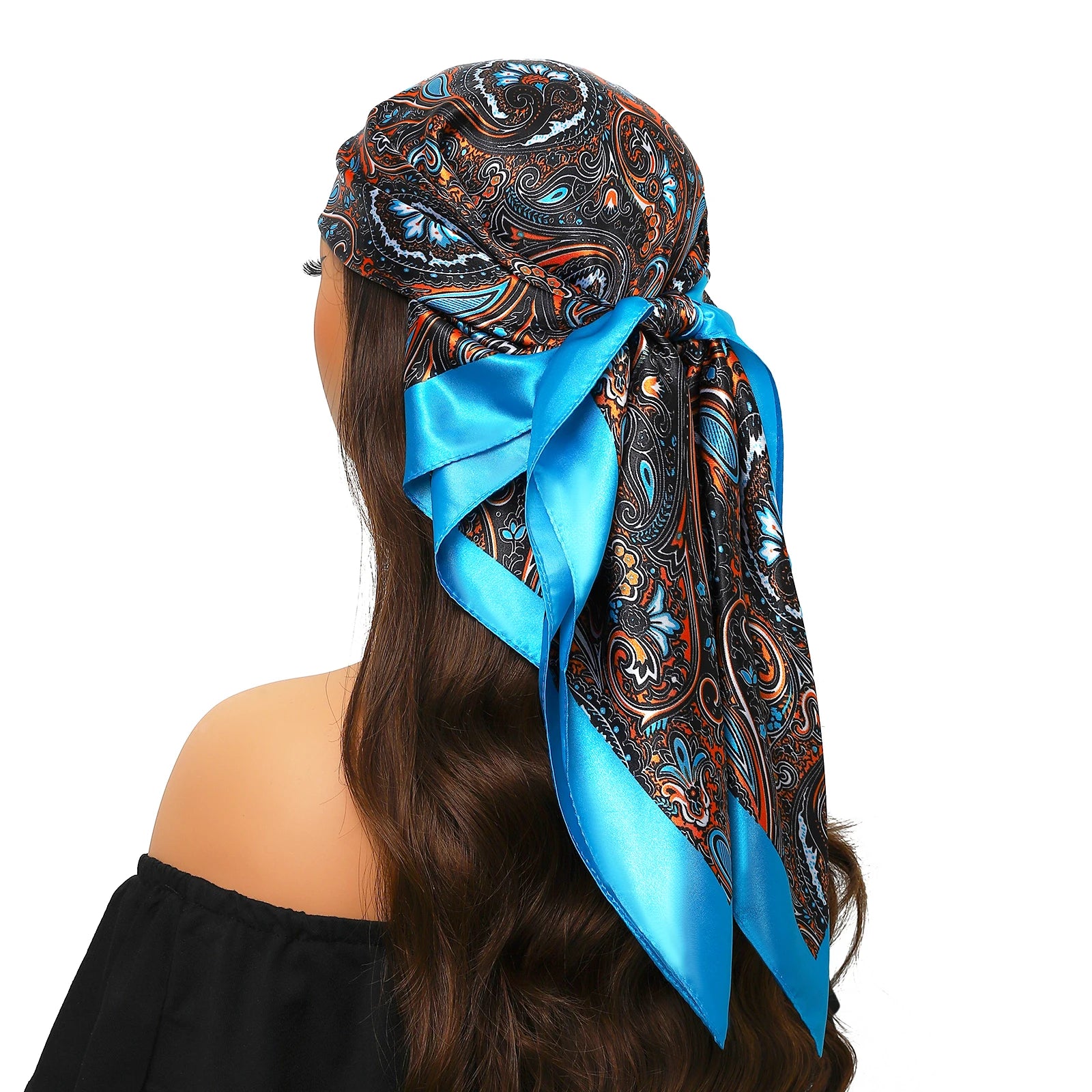 Pañuelo para la cabeza para mujer, marca de lujo, cuadrado, 90x90cm, Foulard de seda, Bandana de satén, pañuelo suave, Hijab, bufandas para el cabello para mujer