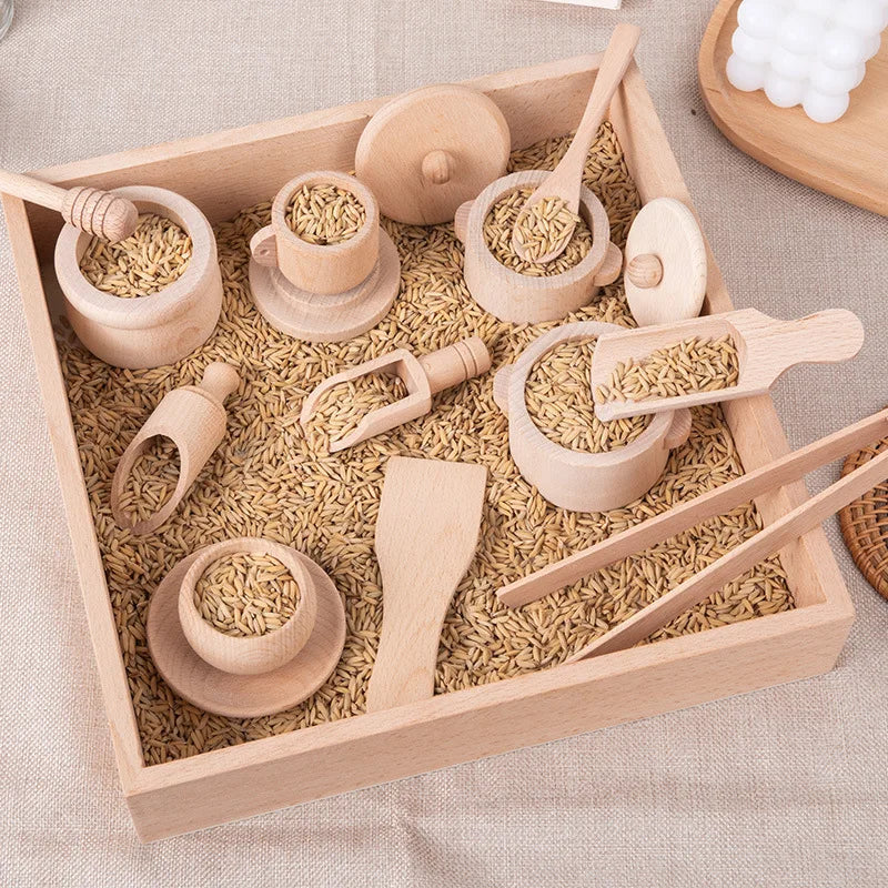 Juego de rompecabezas de iluminación sensorial Montessori, juego de té de cocina simulado, experiencia familiar, educación infantil, juguetes de madera