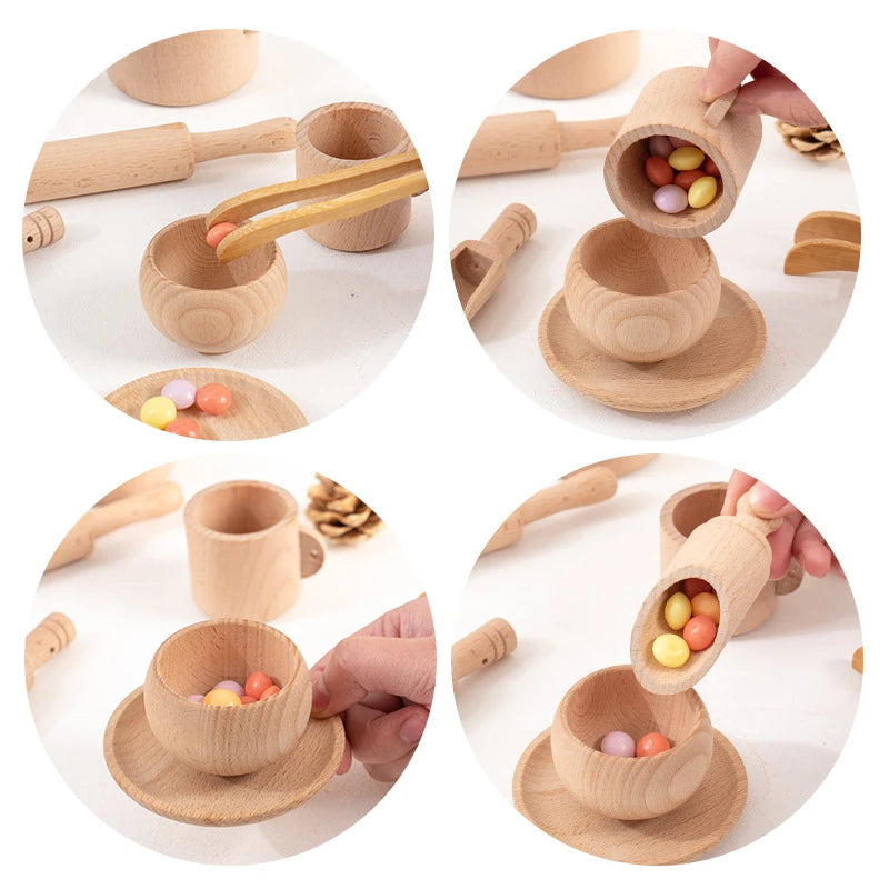Juego de rompecabezas de iluminación sensorial Montessori, juego de té de cocina simulado, experiencia familiar, educación infantil, juguetes de madera